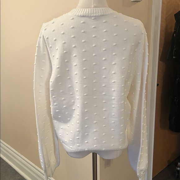 SIMONS CONTEMPORAINE edited modern fashion Puff-sleeve pompom sweater size large - Picture 6 of 9